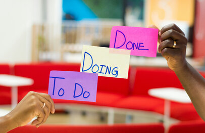 "To do, doing, done"