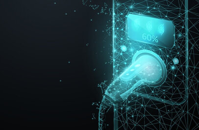 Digitale weergave van een laadpaal voor elektrische auto's