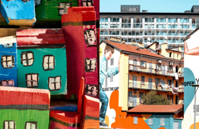 Twee helften: deels coverbeeld jaarverslag, deels coverbeeld jaarplan