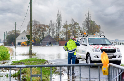 Fluvius aan het werk bij wateroverlast