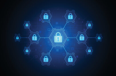 cyber - slotjes verbonden in een netwerk