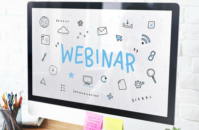 PC scherm met het woord 'webinar'