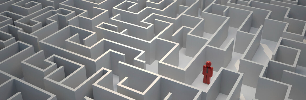 Poppetje in een doolhof