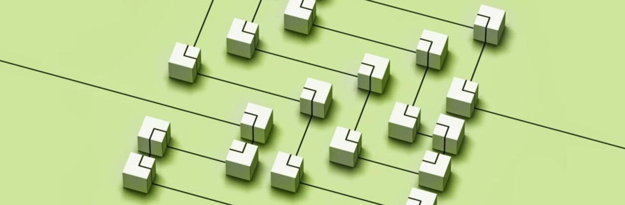 Blokjes verbonden door lijntjes