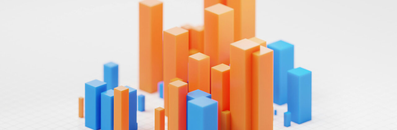 3D staafdiagrammen, lijken op hoge bebouwing van een stad