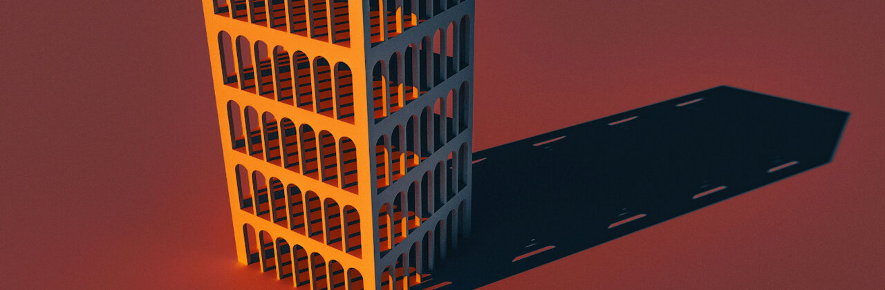Illustratie van een flatgebouw waar je langs alle kanten doorheen kunt kijken