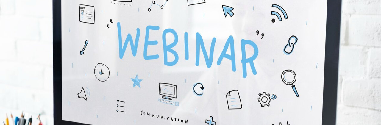 PC scherm met het woord 'webinar'