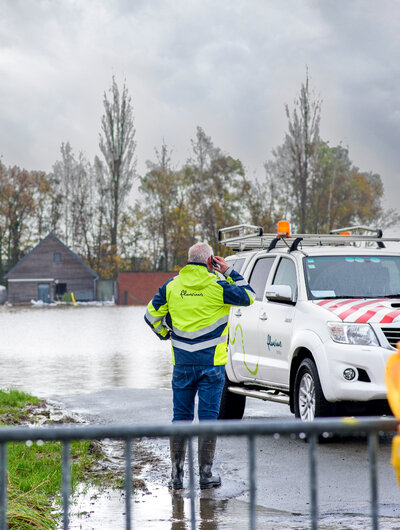 Fluvius aan het werk bij wateroverlast